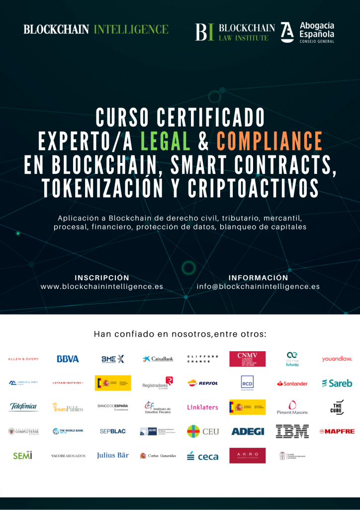 Curso Certificado Experto/a Legal & Compliance en Blockchain, Smart Contracts, Tokenización y Criptoactivos 15ª edición