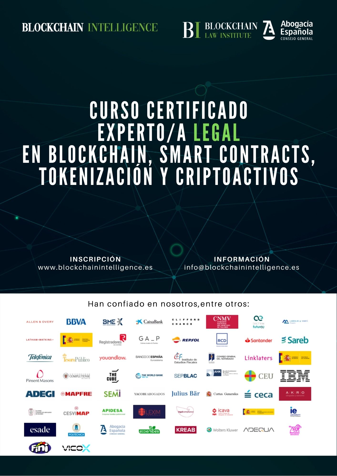 Curso Experto Legal en Blockchain, Smart Contracts, Tokenización y Criptoactivos 